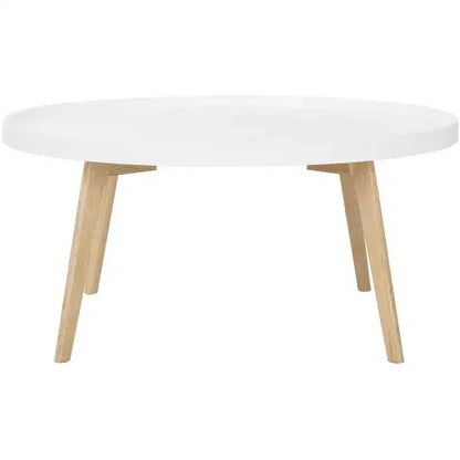 Mesa de centro de madera y ratán, lavado blanco natural