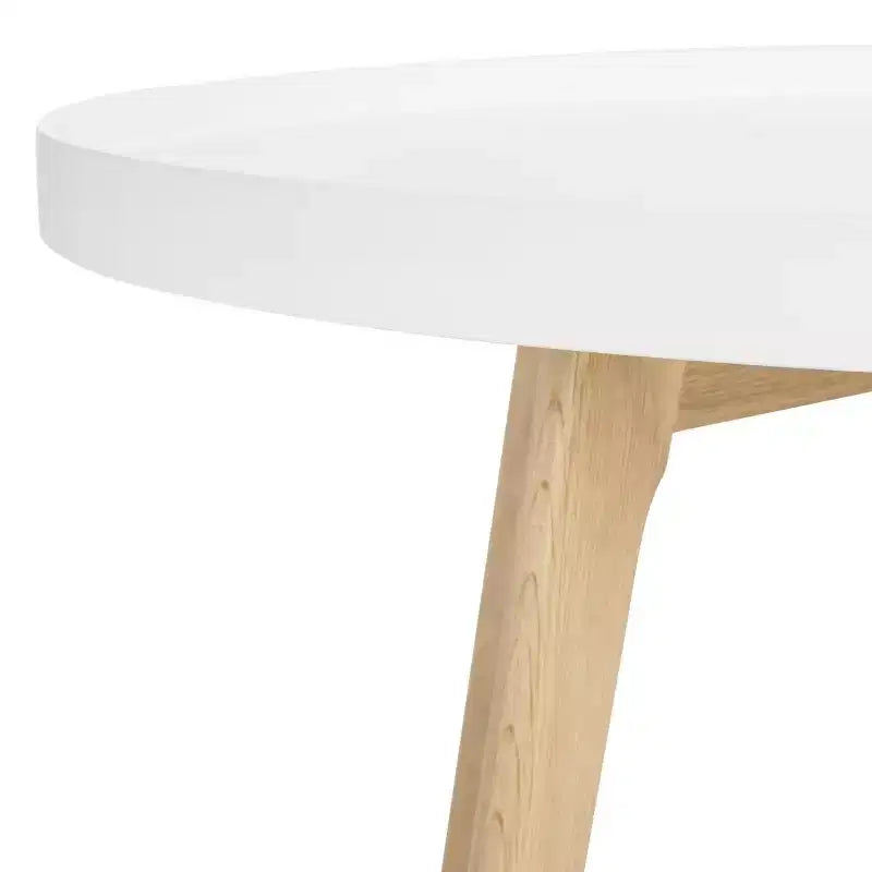 Mesa de centro de madera y ratán, lavado blanco natural