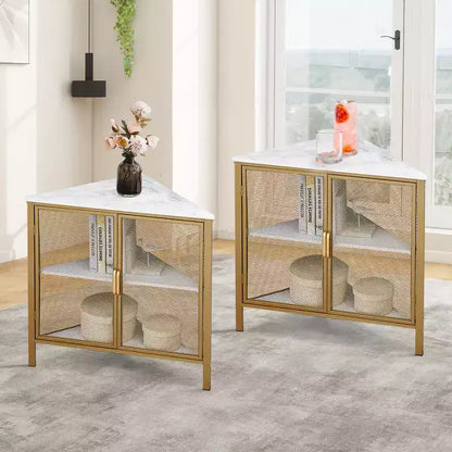 VECELO Corner Shelf Organizer, 3-Tier Display Shelves with Protection Door Metal Frame for Small Space