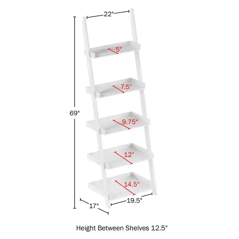 Estantería de escalera de madera independiente de 5 niveles para almacenamiento
